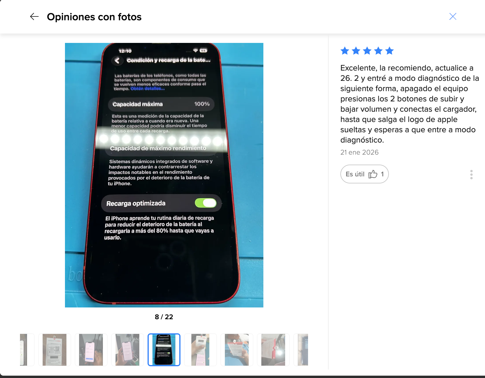 Reseña — Excelente, la recomiendo. Actualicé a iOS 26.2 y e