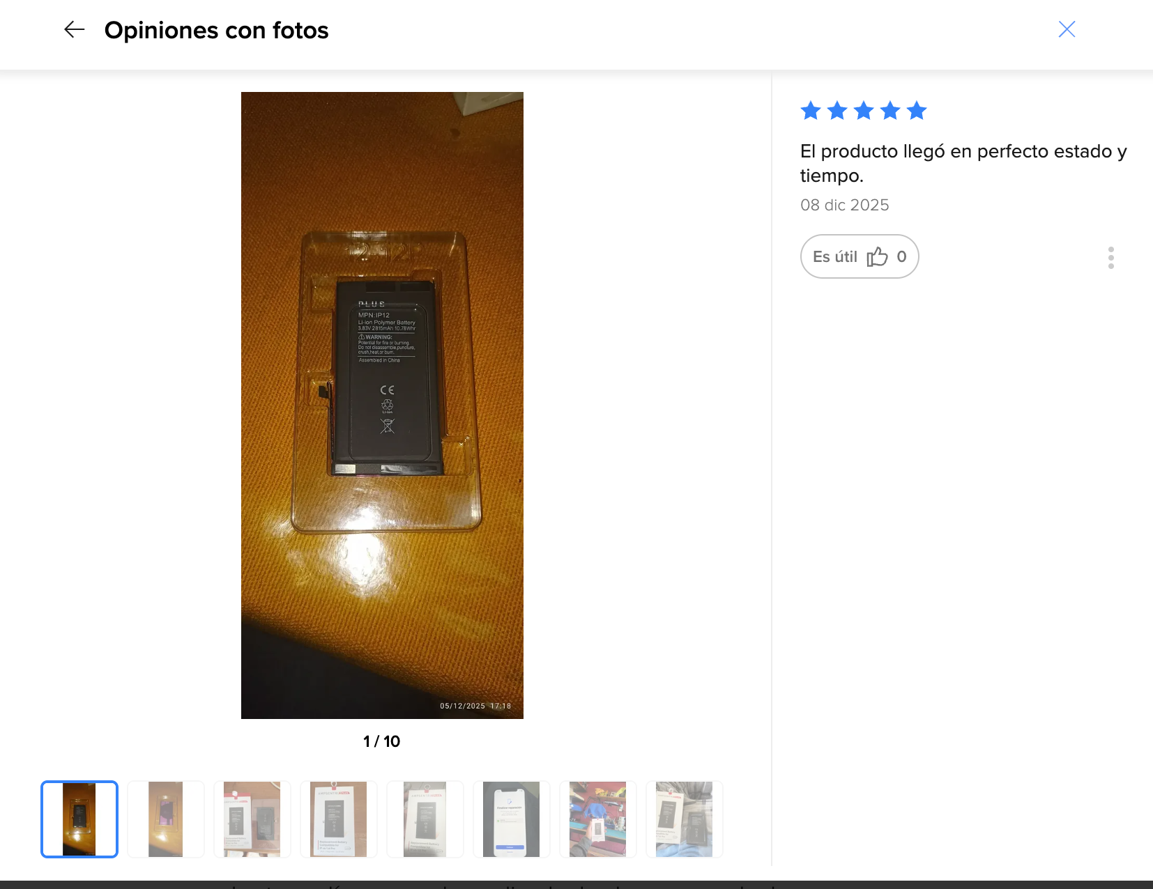 Reseña — El producto llegó en perfecto estado y tiempo.