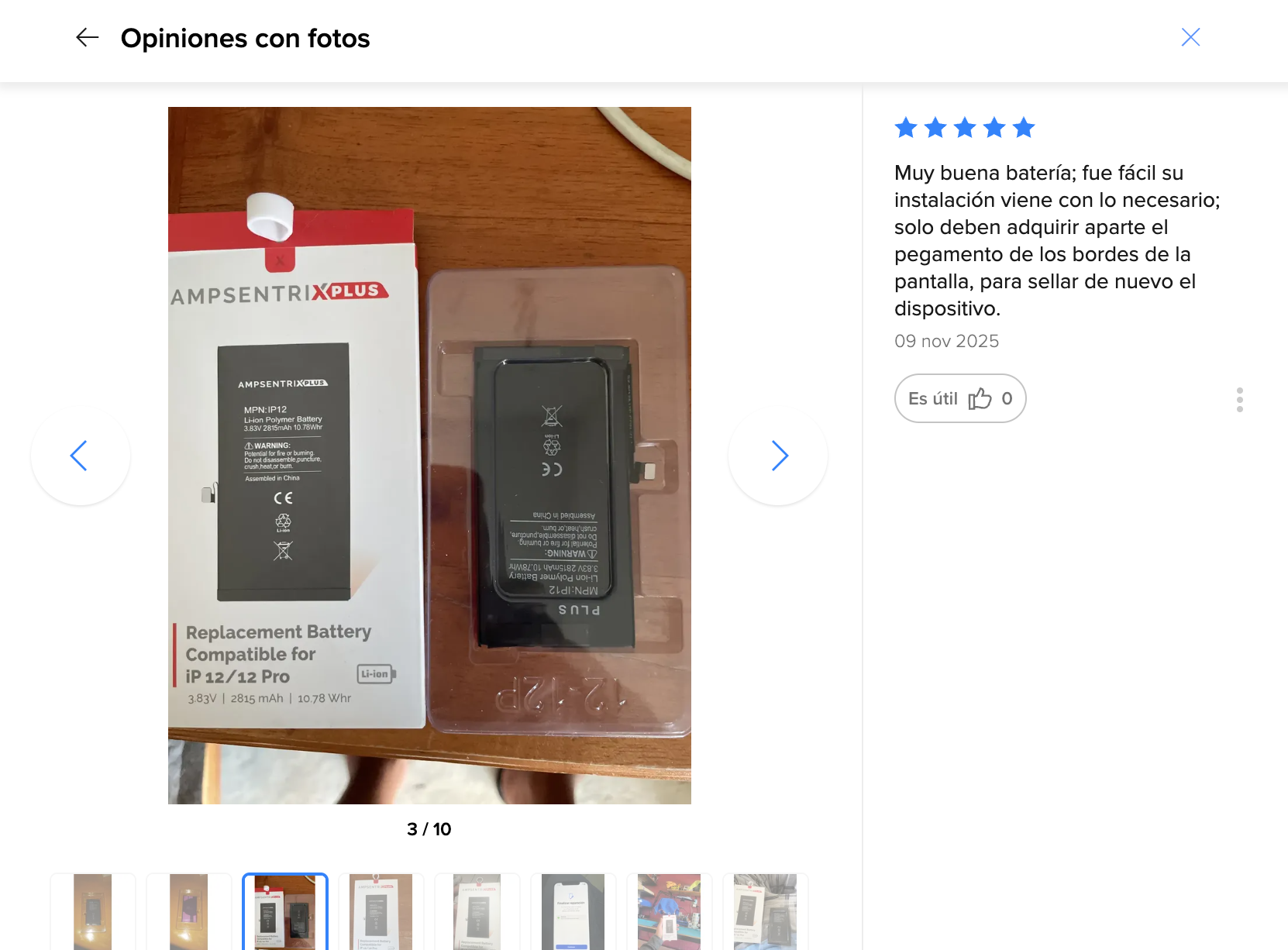 Reseña — Muy buena batería; fue fácil su instalación. Viene