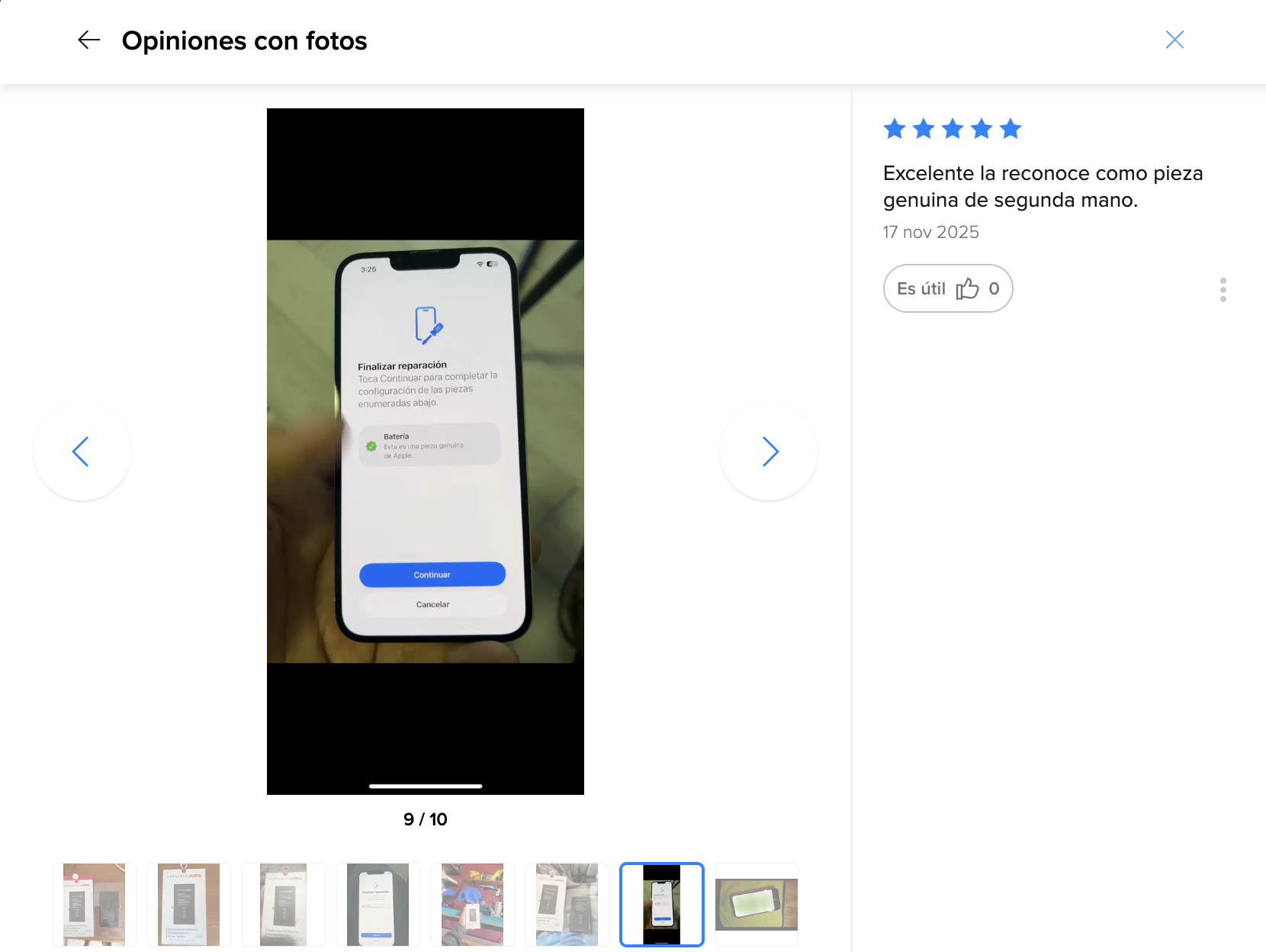 Reseña — Excelente, la reconoce como pieza genuina de segun