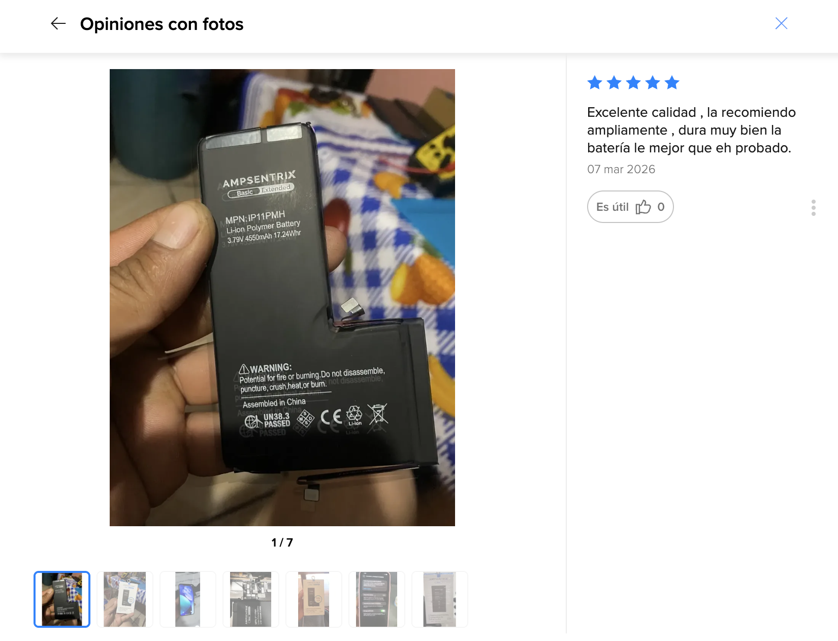Reseña — Excelente calidad, la recomiendo ampliamente. Dura