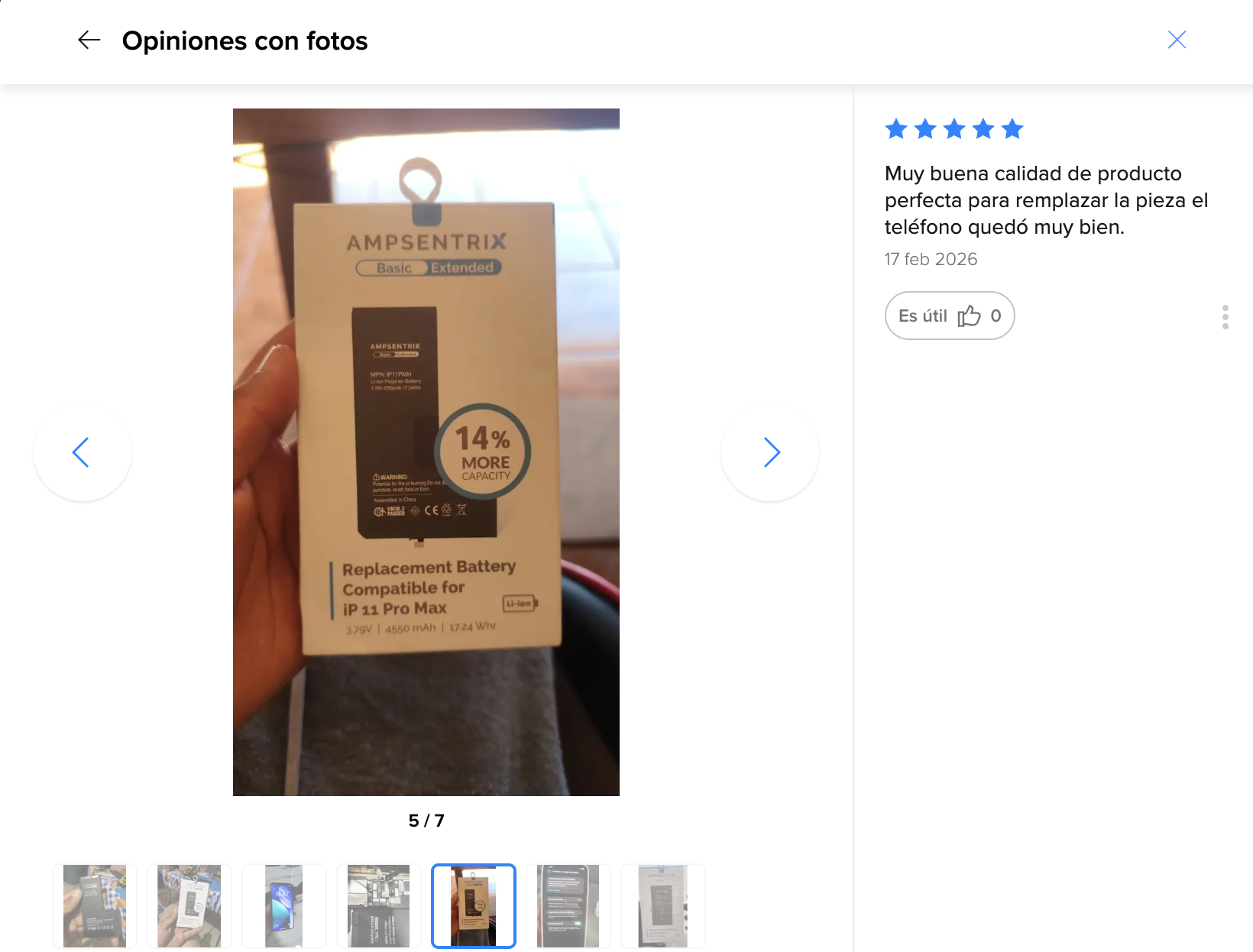 Reseña — Muy buena calidad de producto, perfecta para reemp